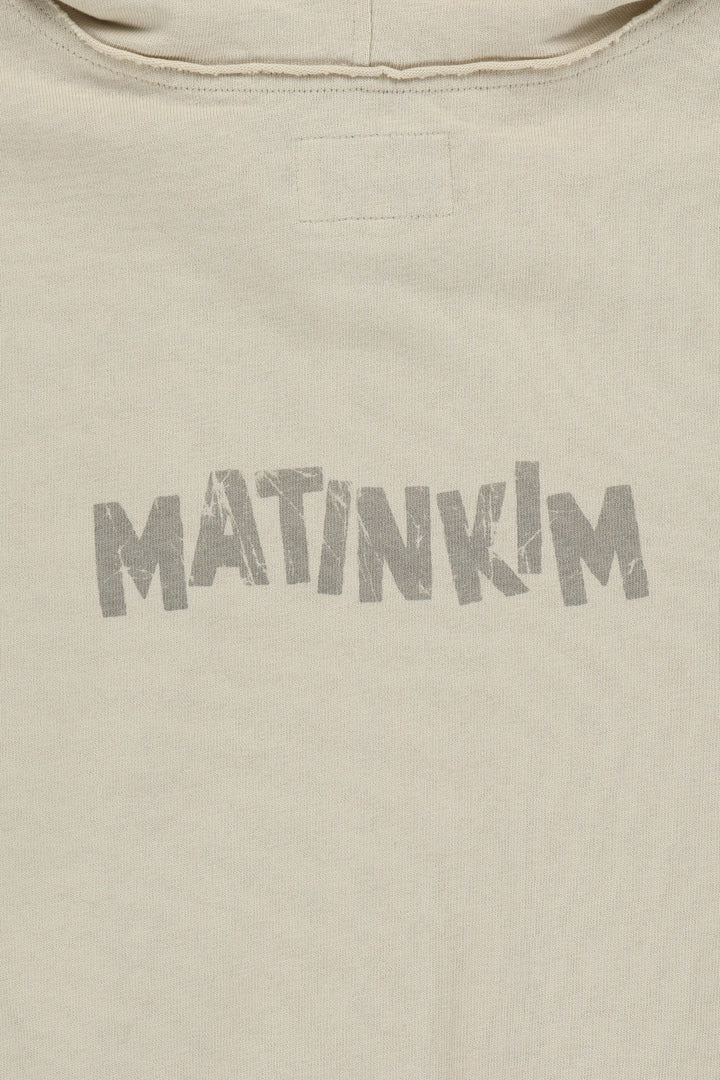Matin Kim Back Logo Jersey Hood Vest — Beige