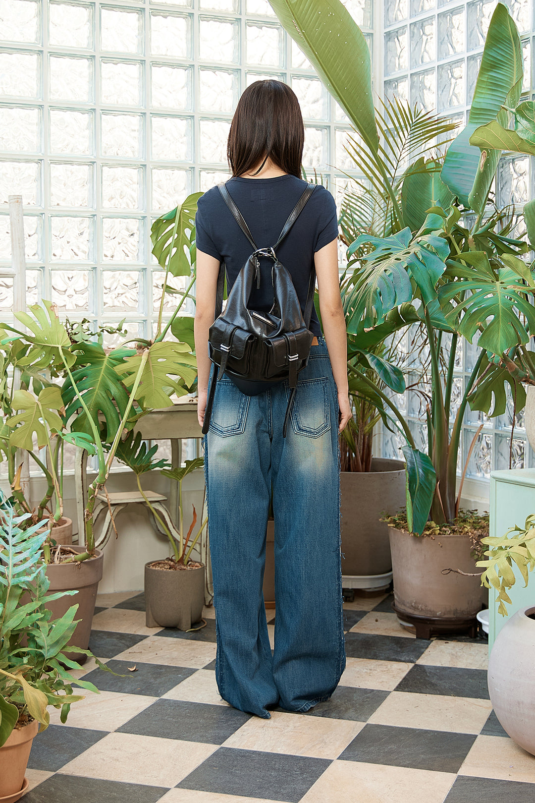 Matin Kim Rough Cut Line Point Denim — Blue