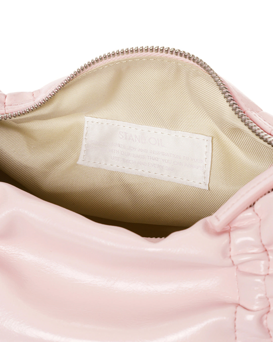 Stand Oil Pleats Bag — Glossy Tote — Baby pink
