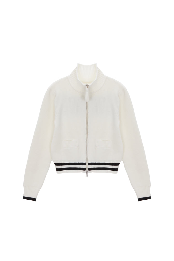 Matin Kim Spell Point Stripe Knit Cardigan — Ivory