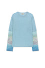 Matin Kim Sleeve Print Knit Pullover — Light Blue