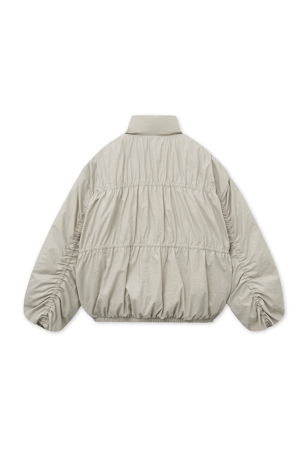 Matin Kim High Neck Shirring Down Jumper — Beige