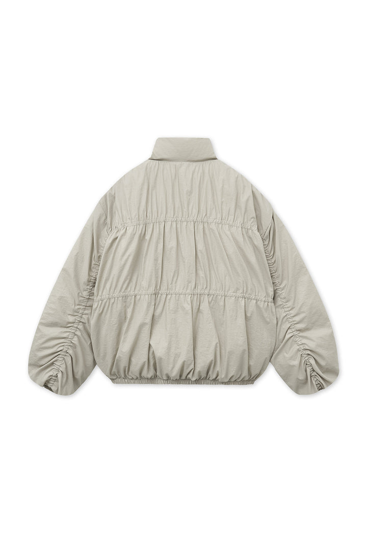 Matin Kim High Neck Shirring Down Jumper — Beige