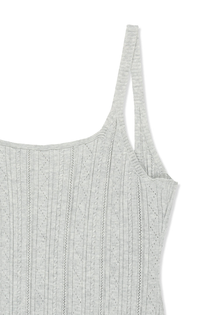 Matin Kim Open Back Ribbed Knit Dress — Light Grey