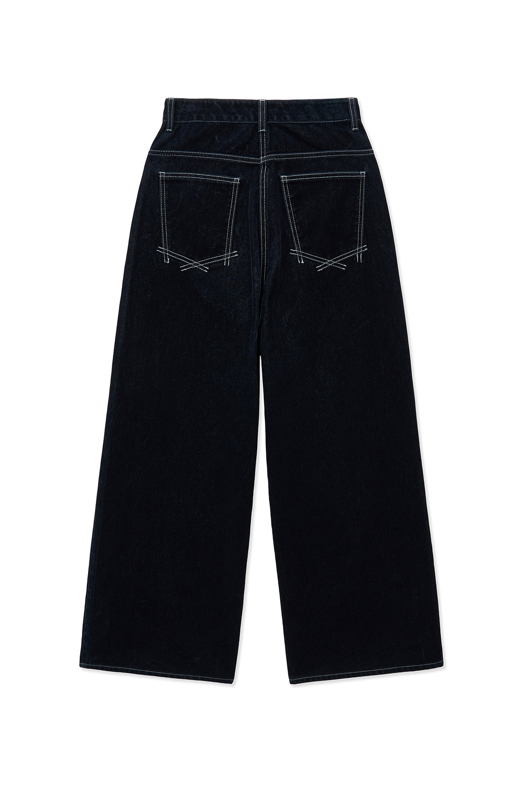 Matin Kim Reverse Velvet Wide Denim — Navy blue