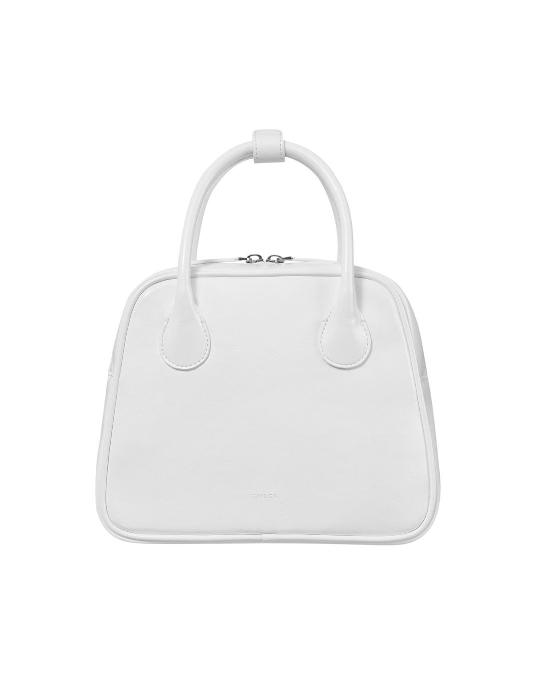 Stand Oil Momo Bag — Glossy Trapezoid Tote — White