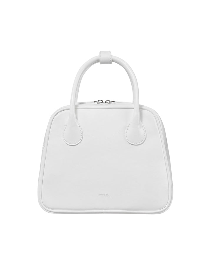 Stand Oil Momo Bag — Glossy Trapezoid Tote — White