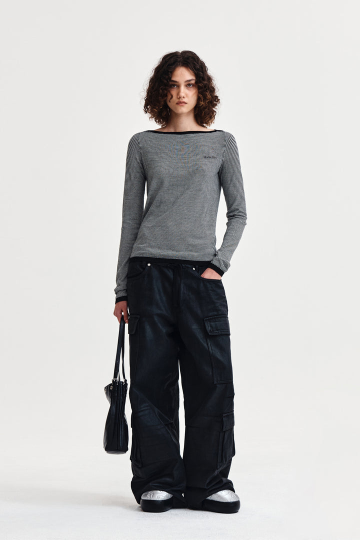 Matin Kim Essential Boat Neck Knit — Black