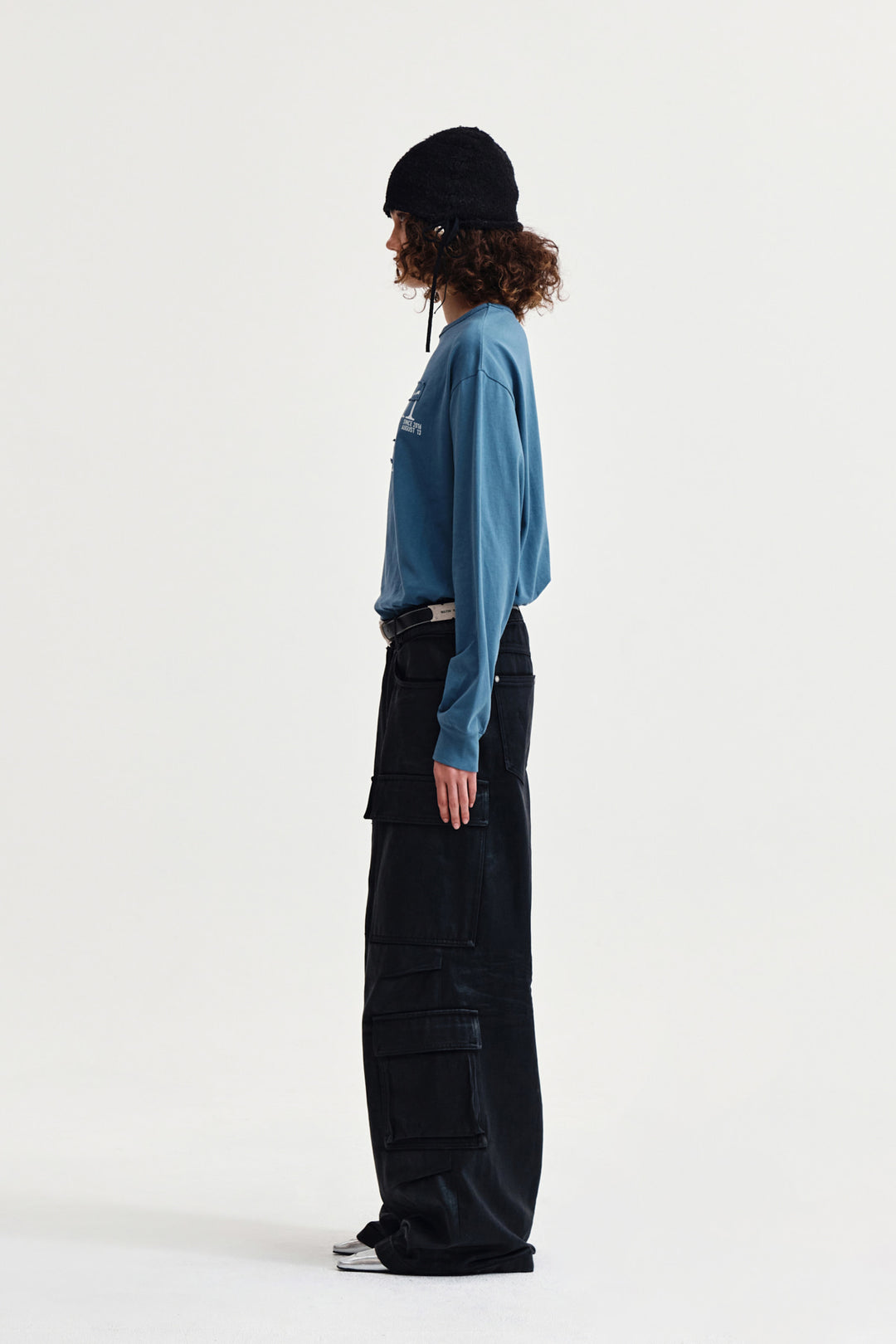 Matin Kim Patch Graphic Long Sleeve Top — Blue