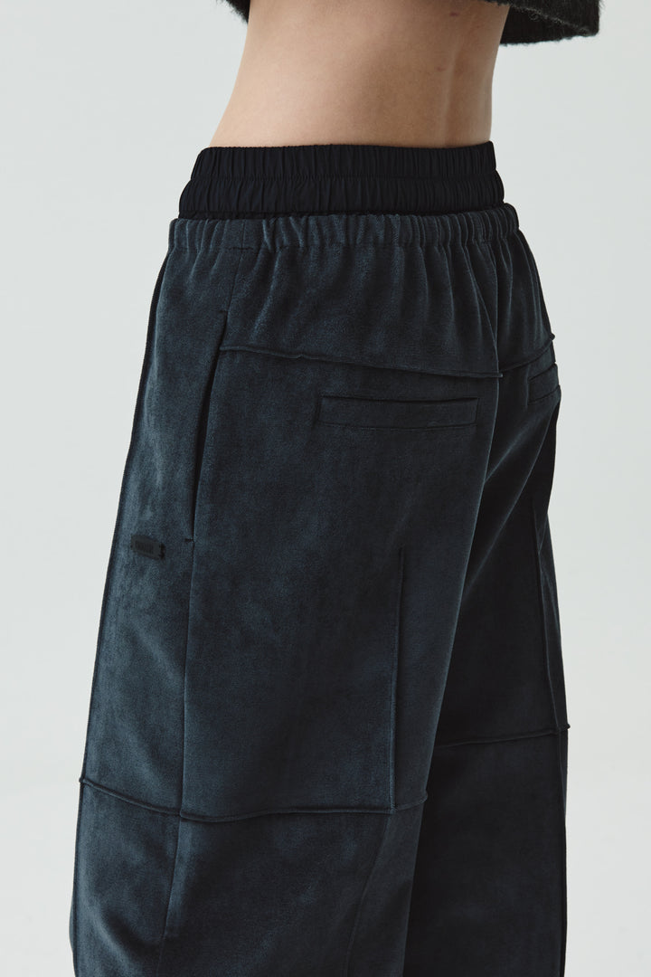 KIMMATIN Velour Pintuck Banding Pants — Gray
