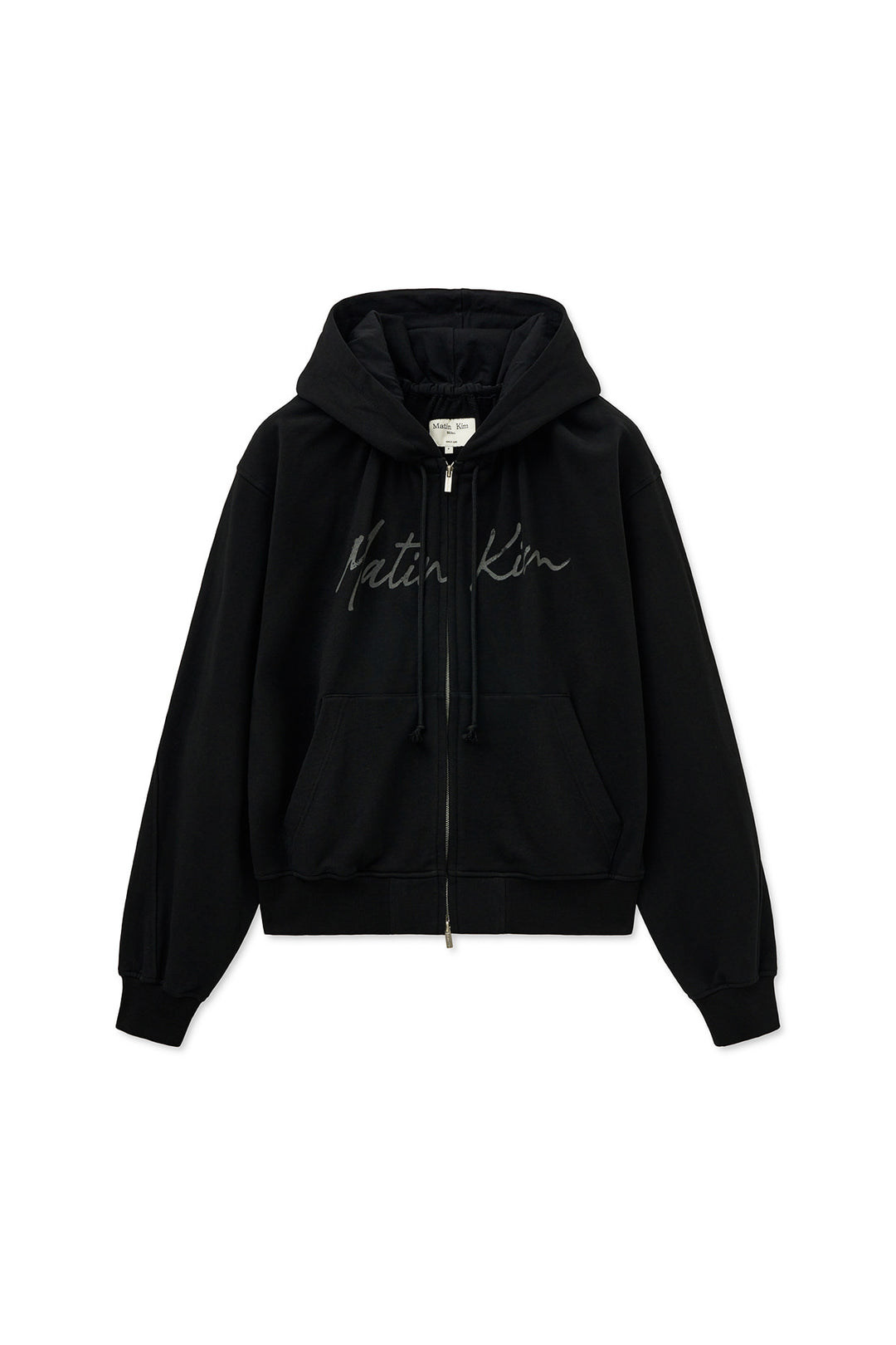 Matin Kim Drawstring Point Zip Up Hoody — Black
