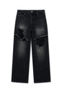 Matin Kim Front Layered Distressed Denim — Black