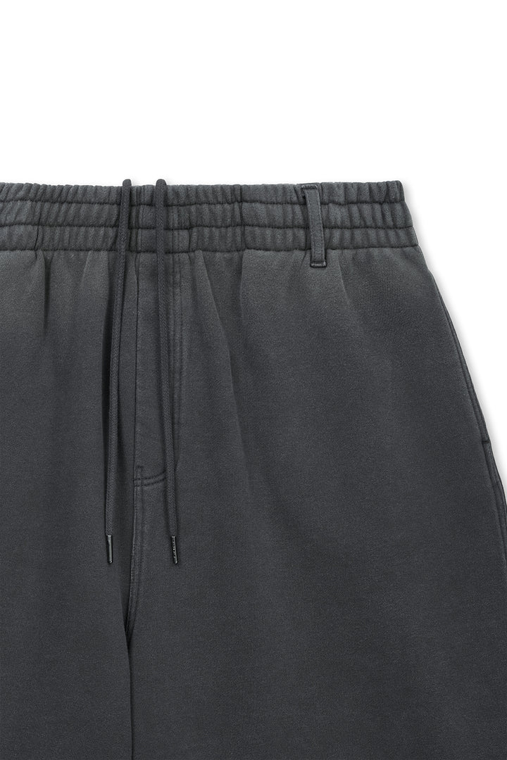 Matin Kim Vintage Washed Back Logo Bermuda Sweatpants — Charcoal