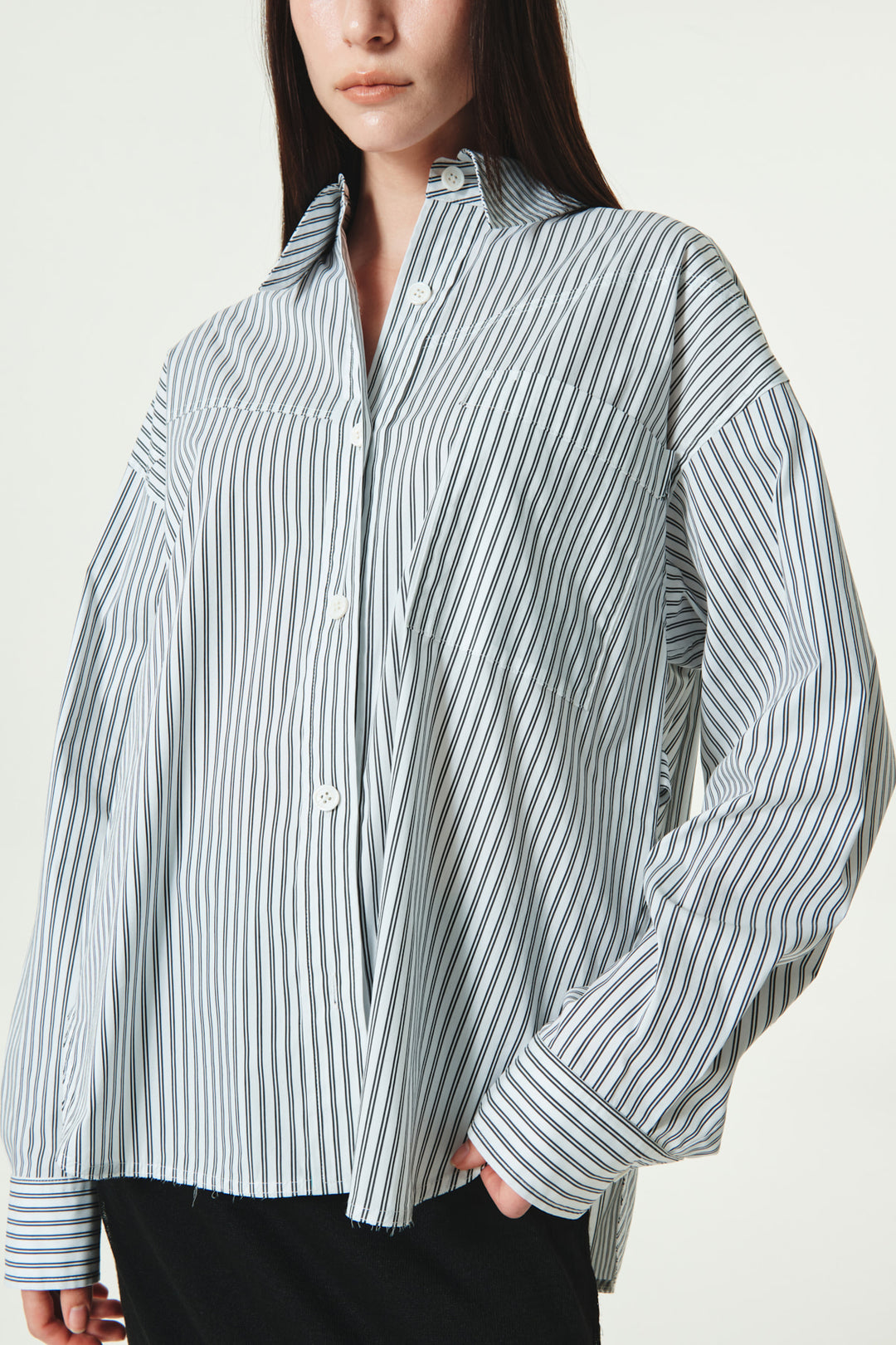 KIMMATIN Two Way Stripe Shirt — Black