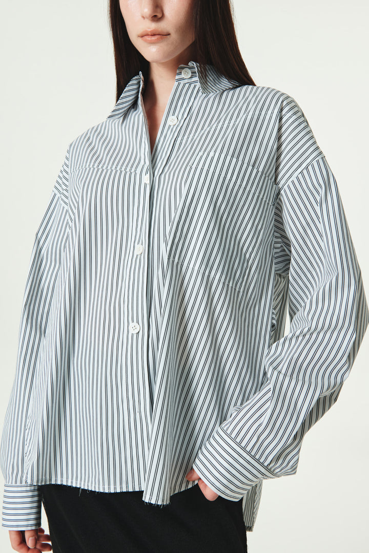 KIMMATIN Two Way Stripe Shirt — Black