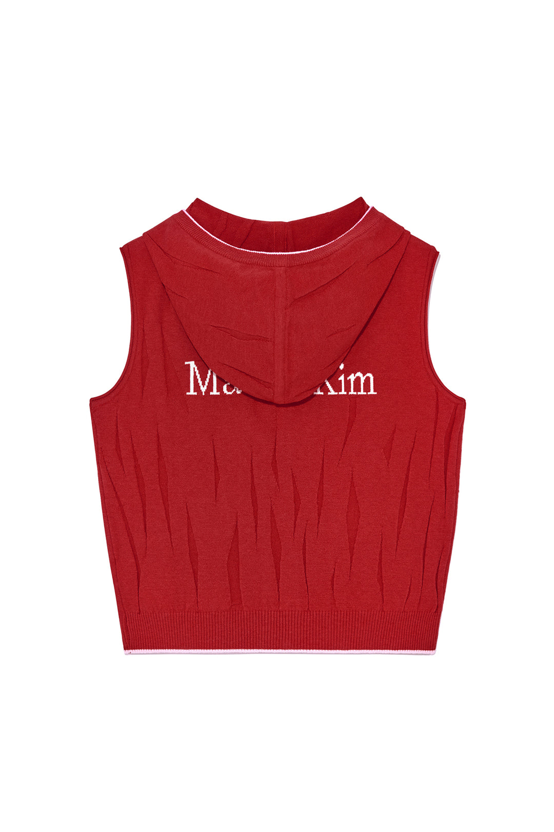 Matin Kim Wrinkle Hoody Button Knit Vest — Red
