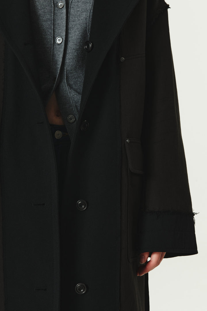 KIMMATIN Reversible Wool Cotton Oversized Coat — Black