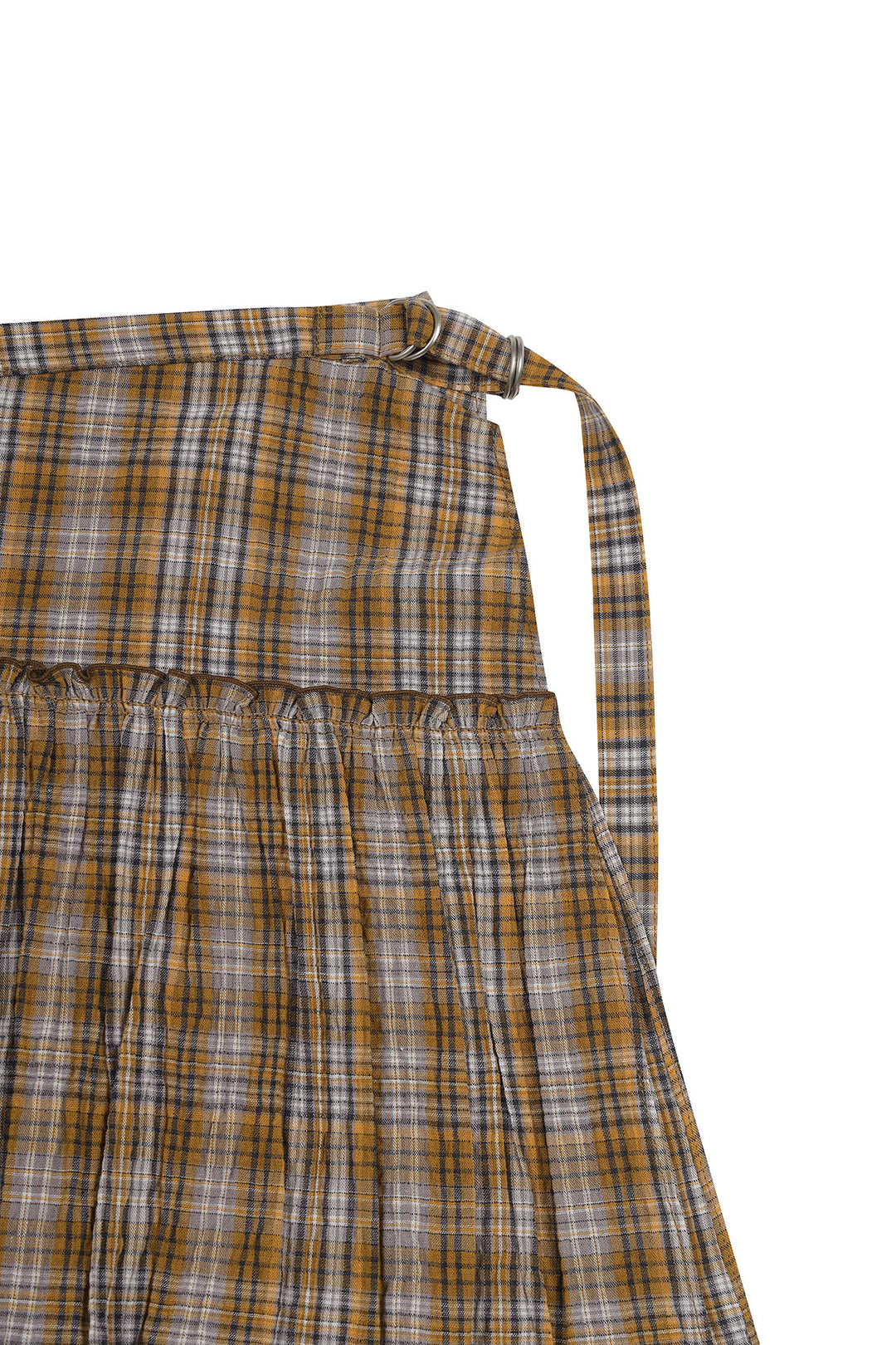 Matin Kim Check Layered Skirt — Orange