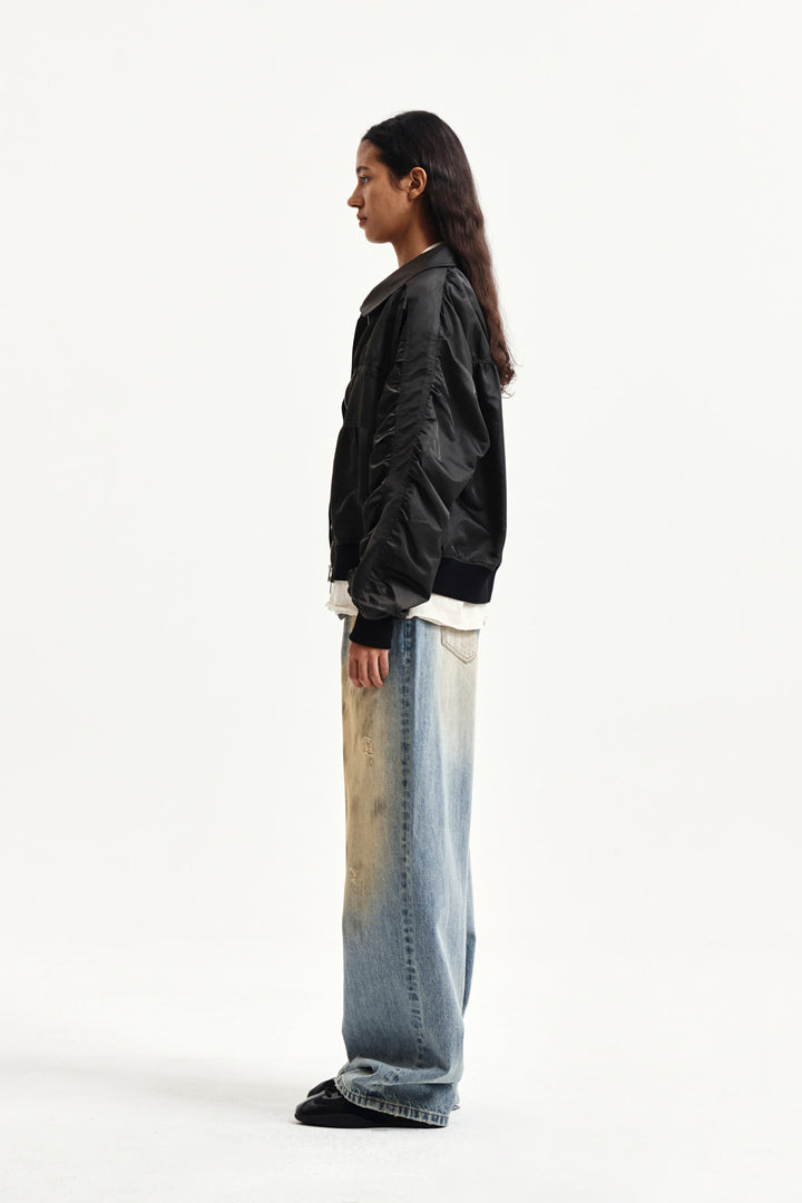 Matin Kim Small Logo Shirring Jumper — Khaki