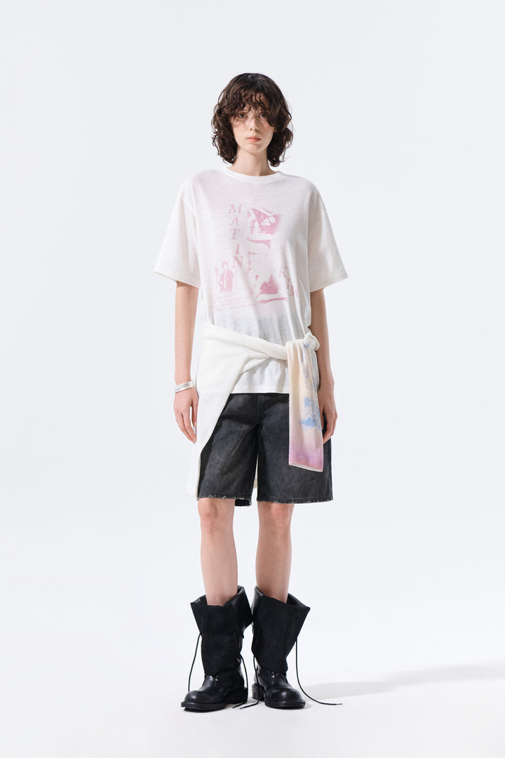Matin Kim Portrait Graffiti Logo Top — White