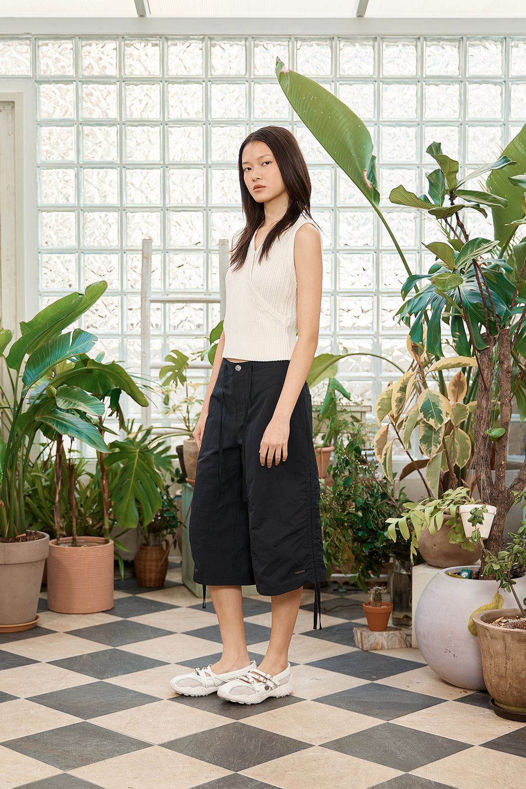 Matin Kim Nylon String Half Pants — Black