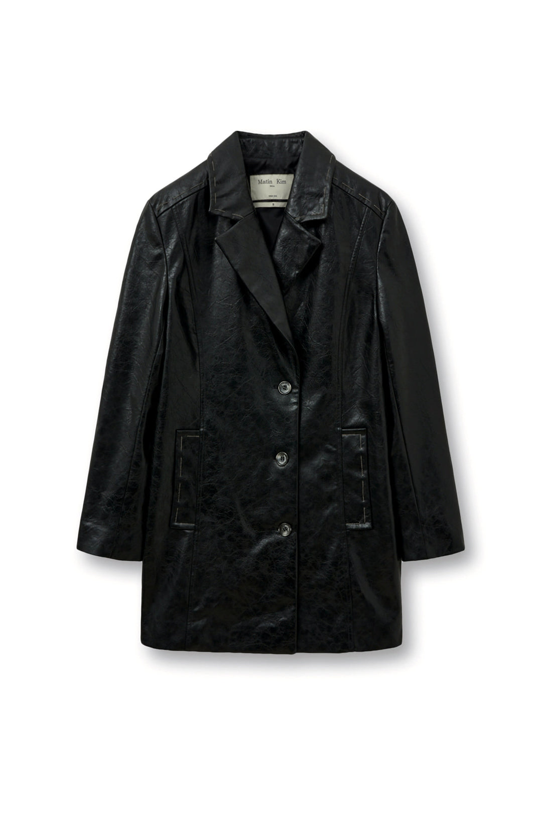 Matin Kim Faux Leather Half Double Jacket — Black