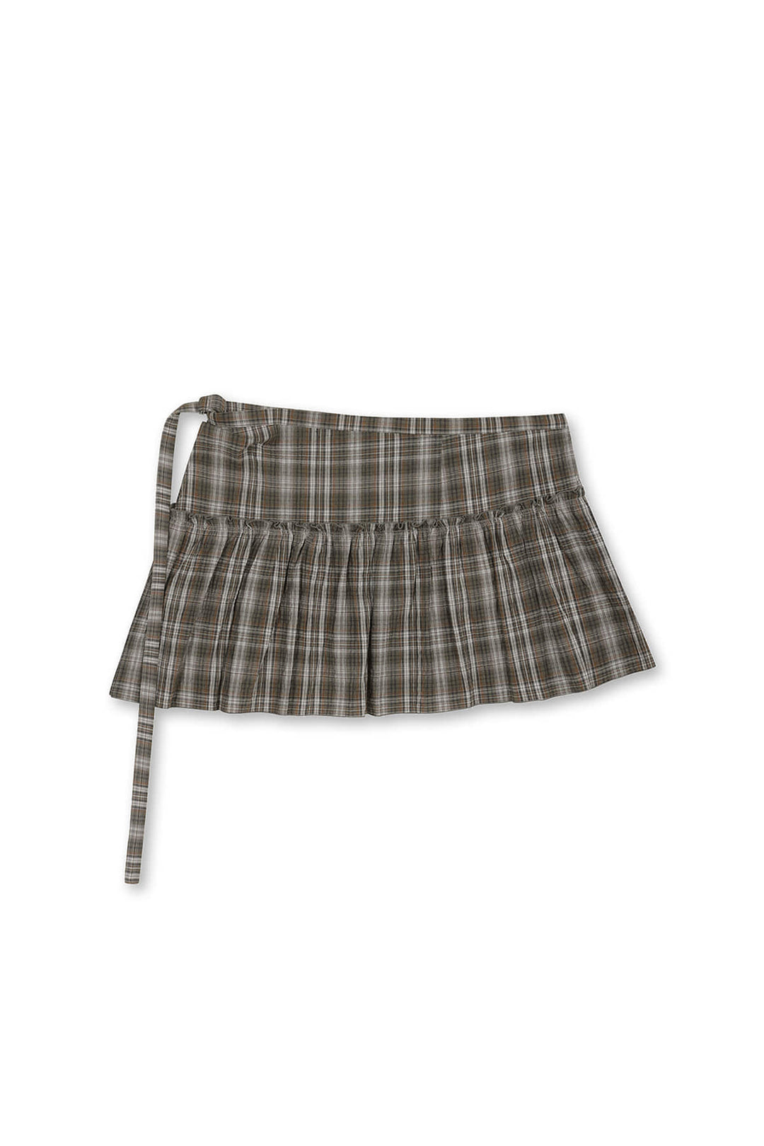 Matin Kim Check Layered Skirt — Gray