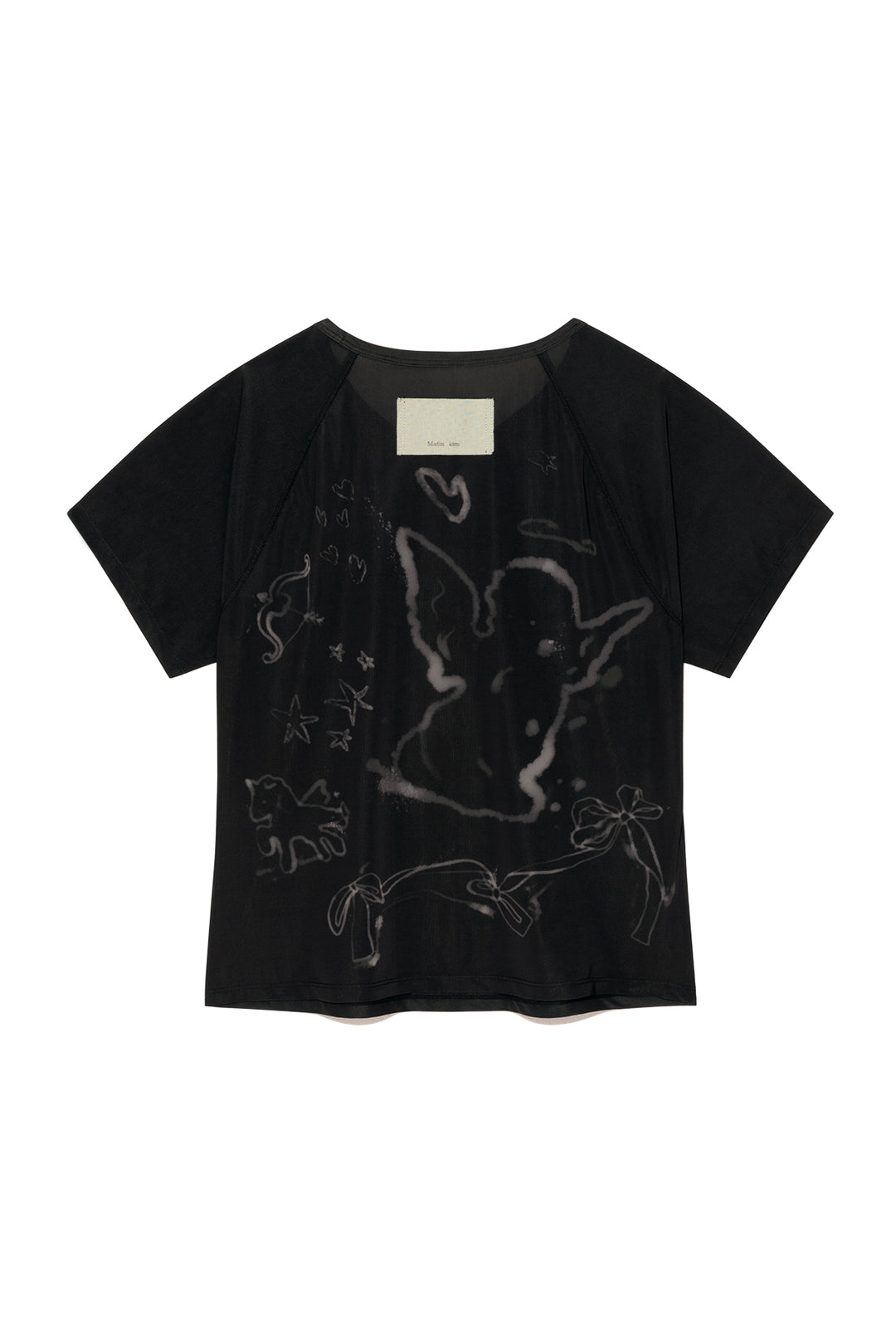 Matin Kim See Through Printing Top — Black