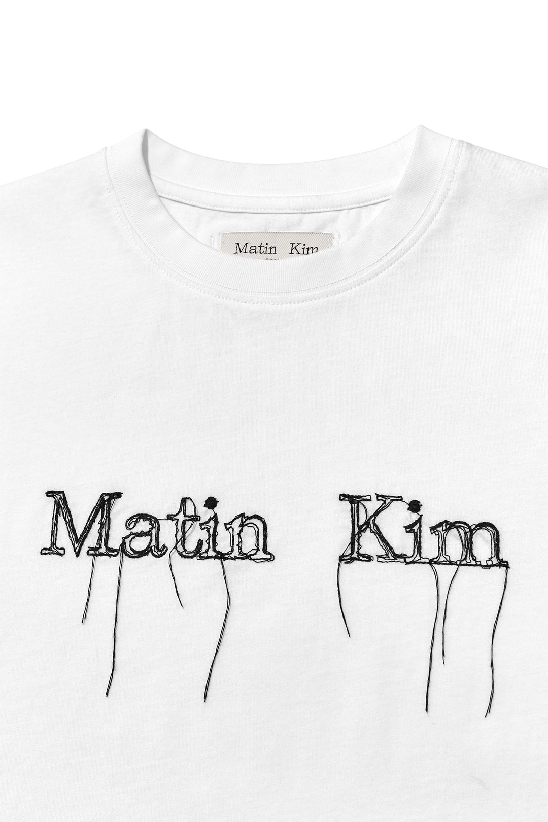 Matin Kim Logo Thread Point Crop Top — White
