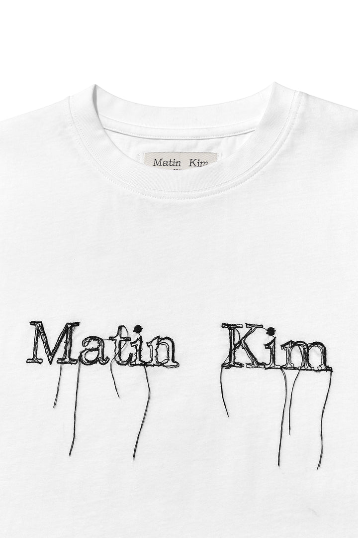 Matin Kim Logo Thread Point Crop Top — White