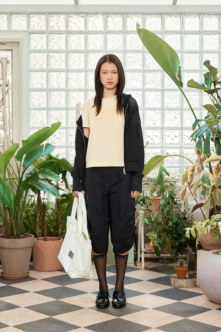 Matin Kim Two Tone Mesh Knit Hoody — Black