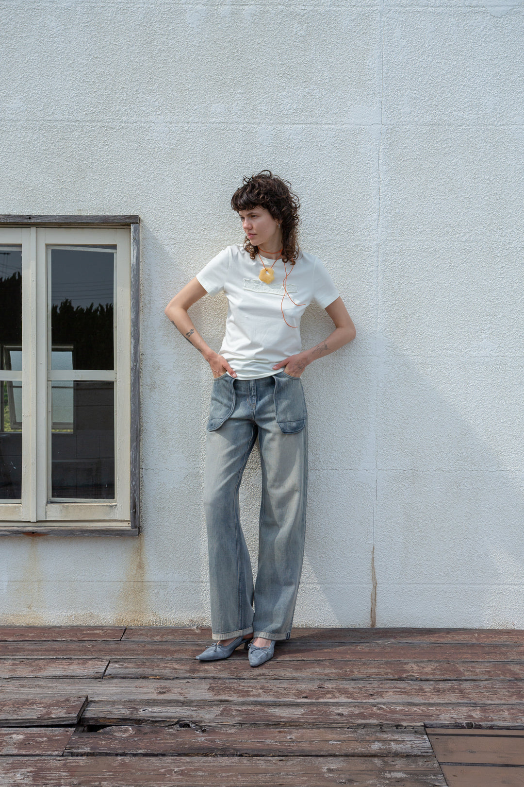 Matin Kim Applique Logo Patch Top — Cream