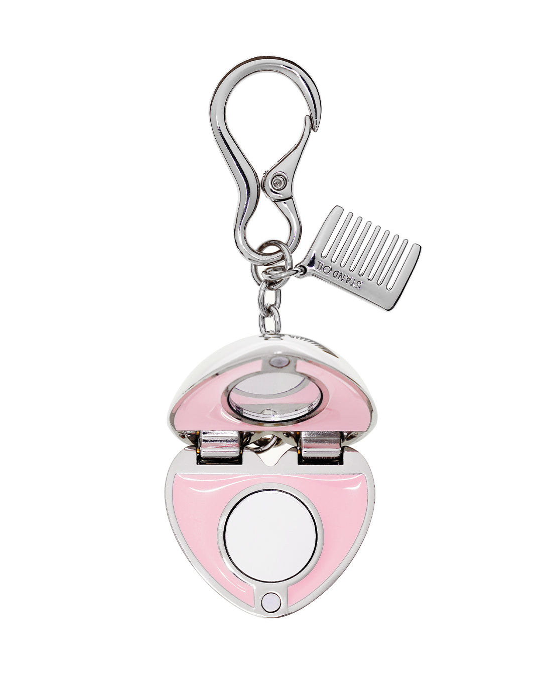 Stand Oil Mirror Heart Keyring — Silver