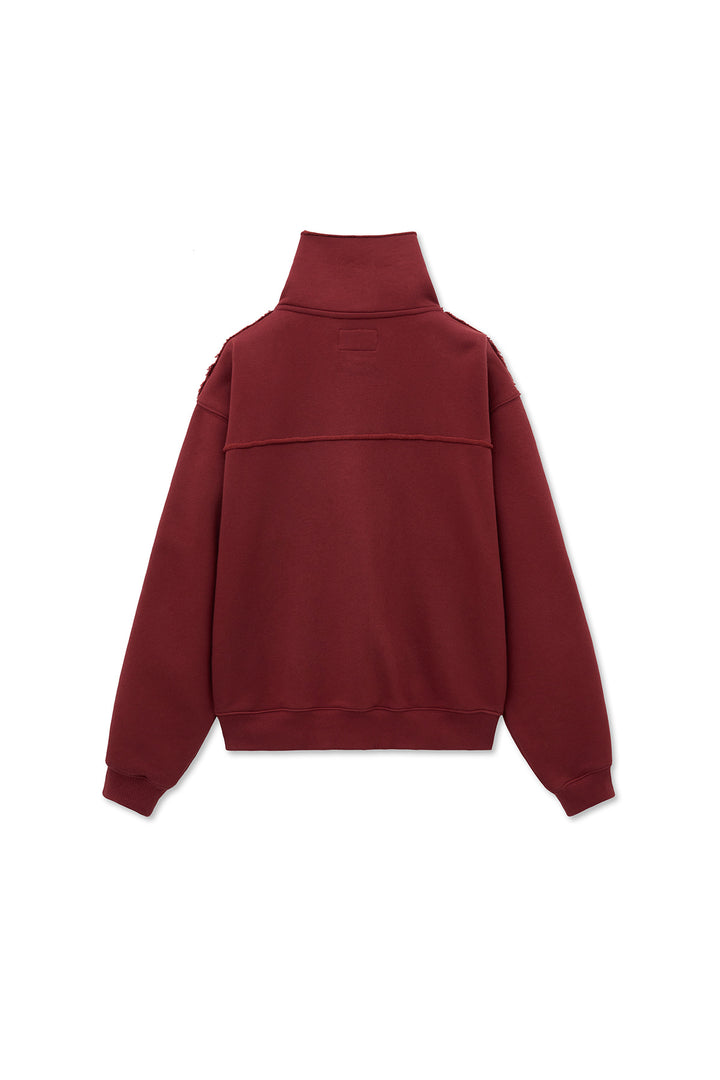 Matin Kim Cut Out Half Zip Sweatshirt — Burgundy