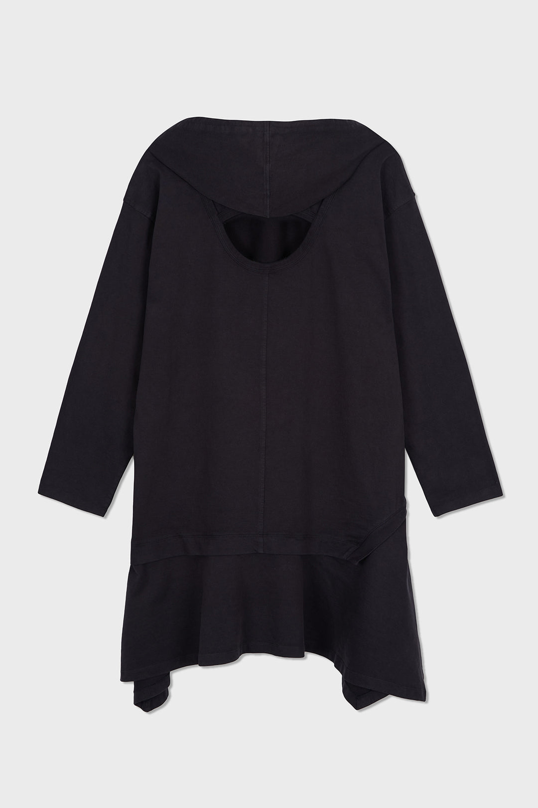 KIMMATIN Back Open Hoody Jersey Dress — Charcoal