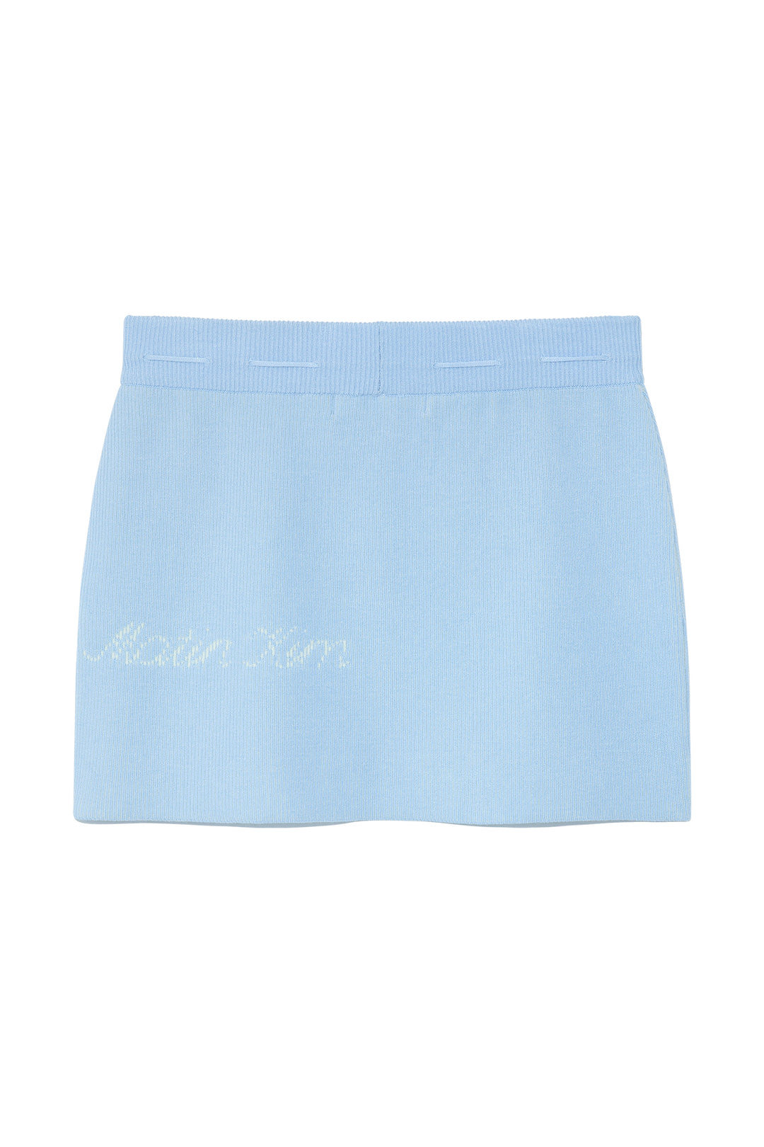 Matin Kim Two Tone Banding Knit Mini Skirt — Blue