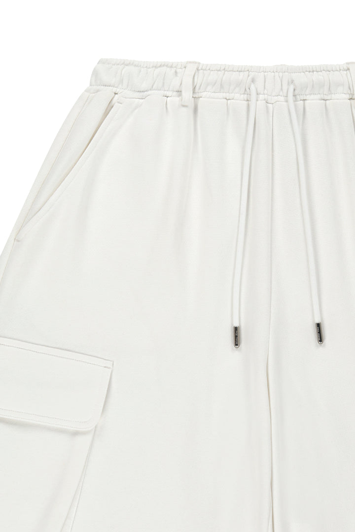 Matin Kim Terry Utility Pocket Bermuda — White