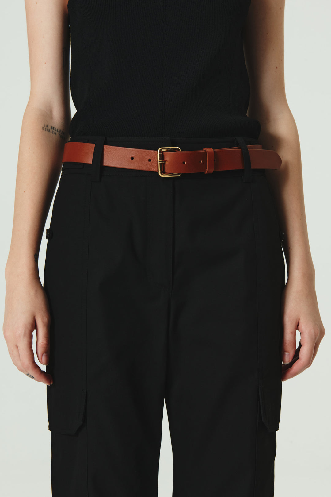 KIMMATIN Banding Straight Cargo Pants — Black
