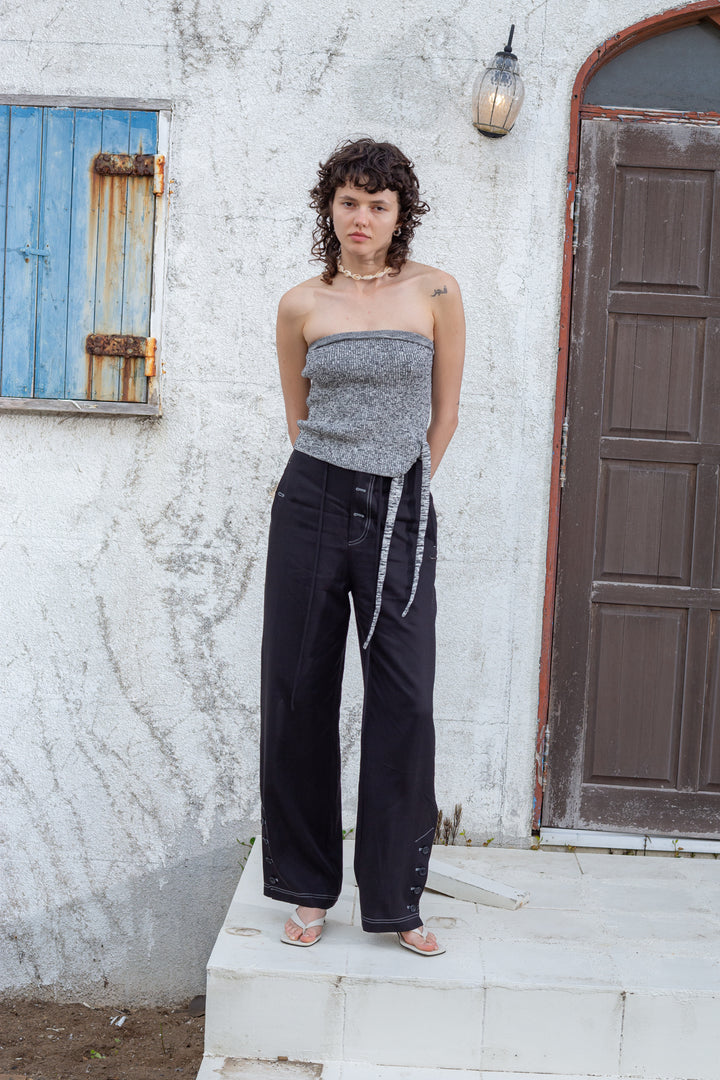 Matin Kim Side String Tube Top — Black