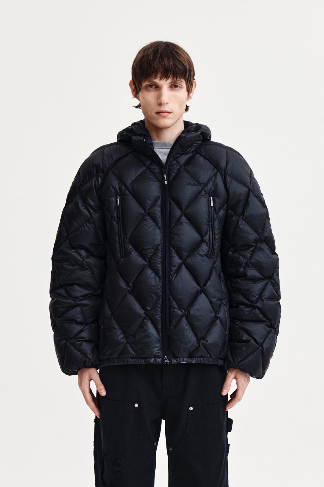 Matin Kim Quilting Hoody Lightweight Jumper — Black