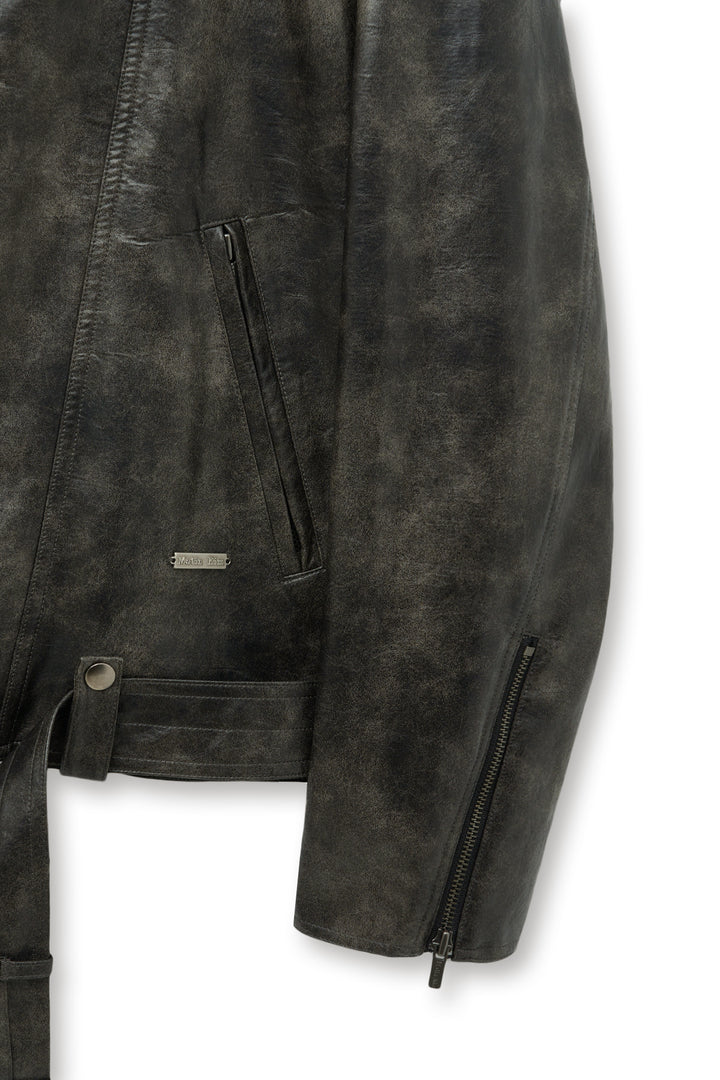 Matin Kim Faux Leather Belted Rider Jumper — Charcoal