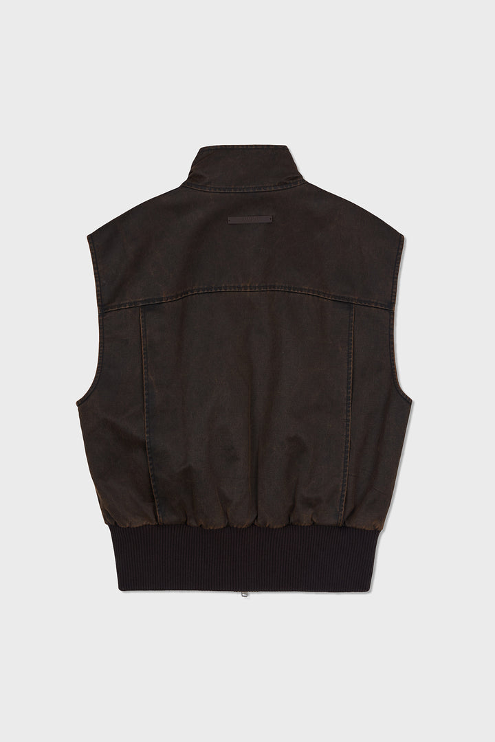 KIMMATIN Washed Blouson Vest — Brown