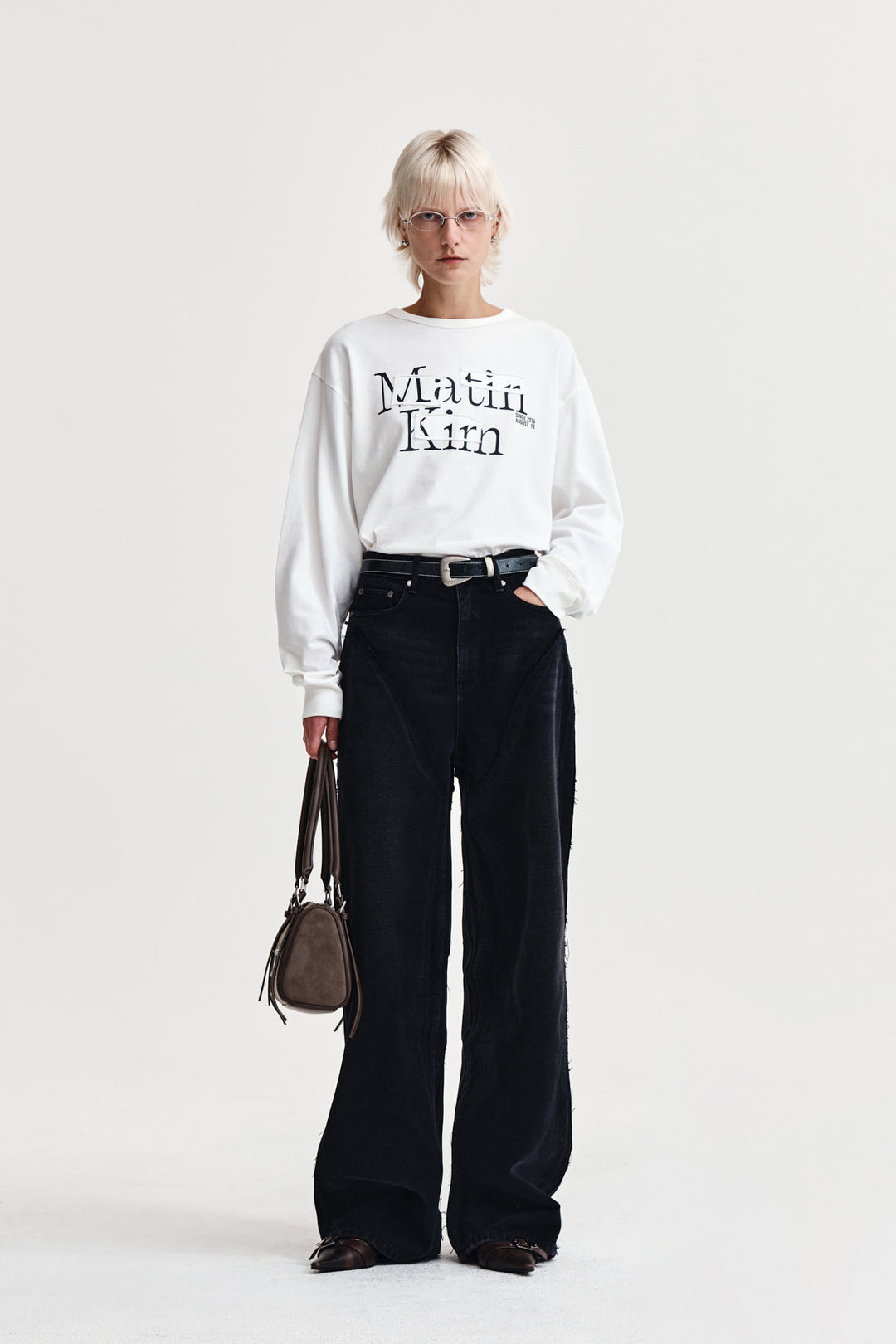 Matin Kim Patch Graphic Long Sleeve Top — White