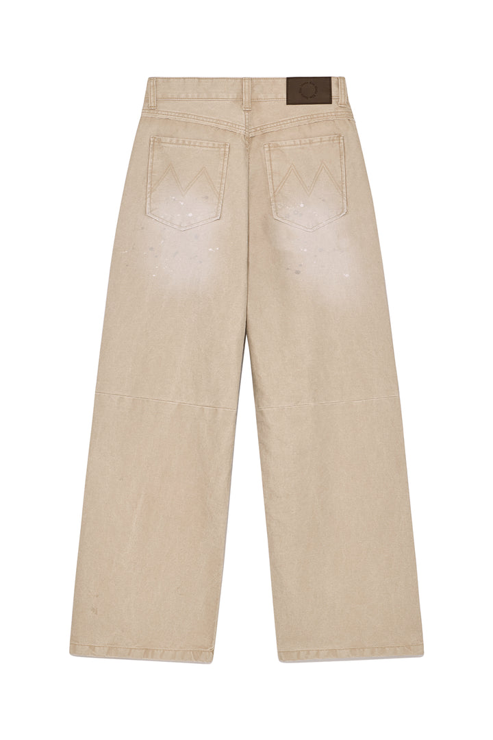 Matin Kim Unbalance Cut Point Vintage Cotton Pants — Beige