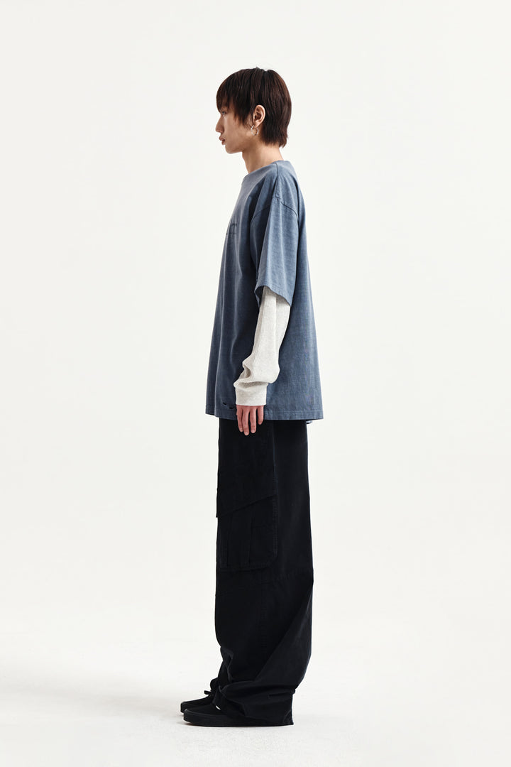 Matin Kim Distressed Logo Top Smoke — Blue