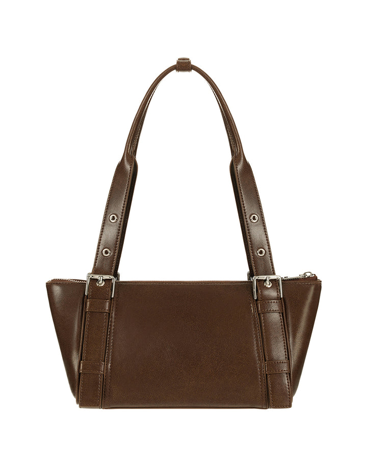 Stand Oil Boat Bag — Glossy Shoulder Crossbody — Brown