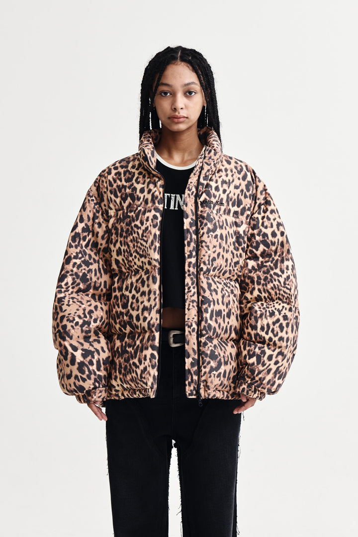 Matin Kim Leopard Down Jumper in Mix