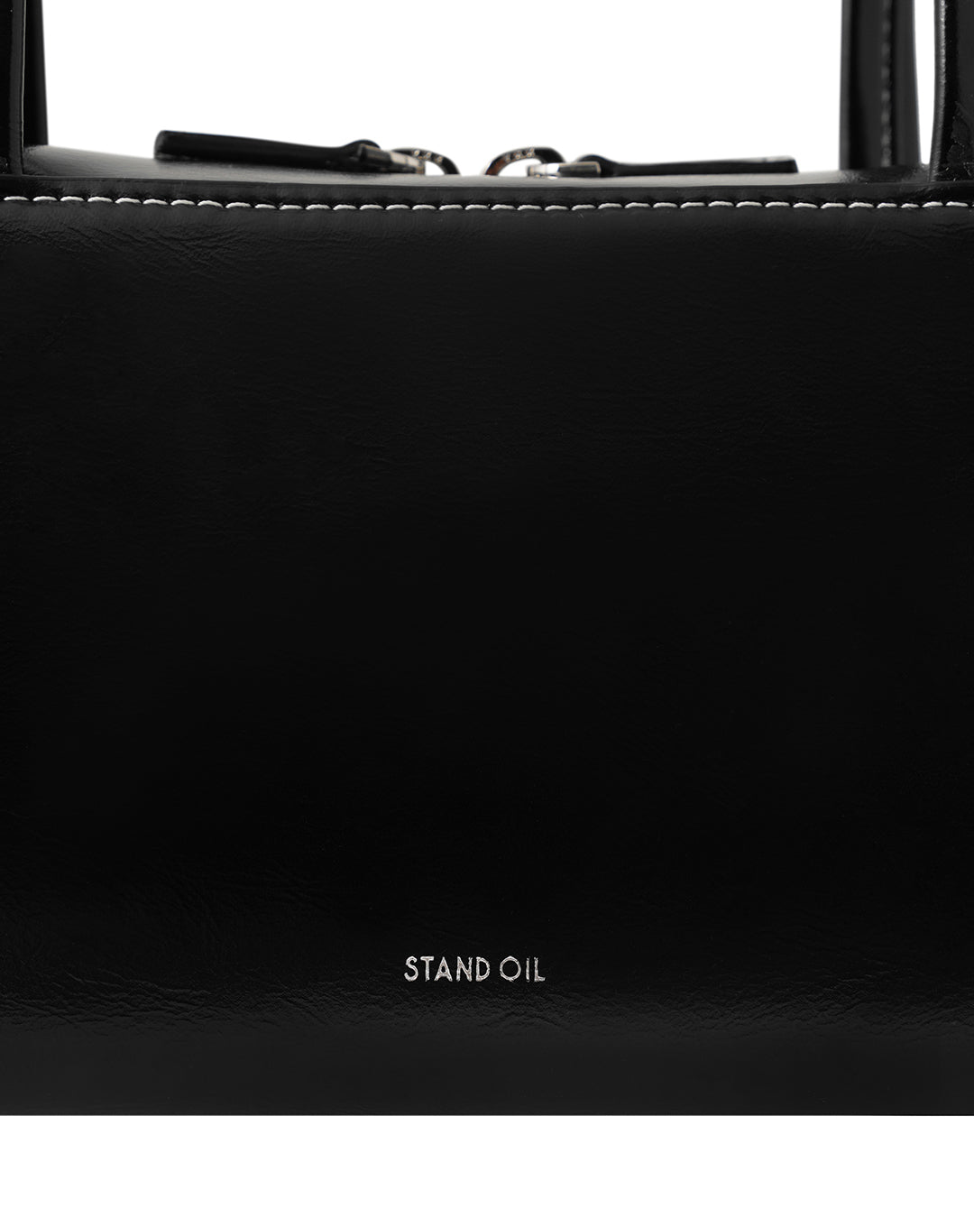Stand Oil Post Bag — Square Box Shoulder Bag — Stitch Black