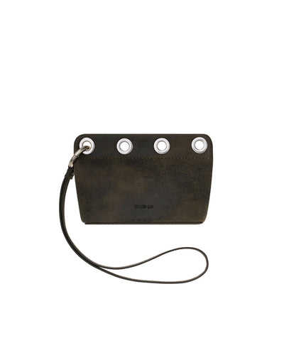 Stand Oil Loop Eyelet Pouch — Square Keychain Bag — Washed Brown