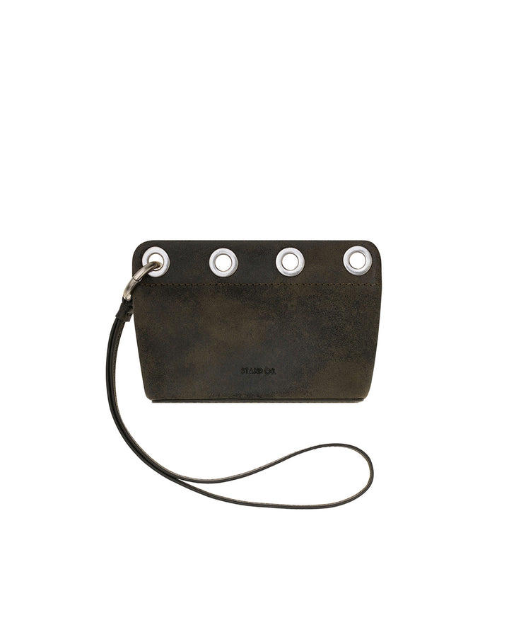 Stand Oil Loop Eyelet Pouch — Square Keychain Bag — Washed Brown